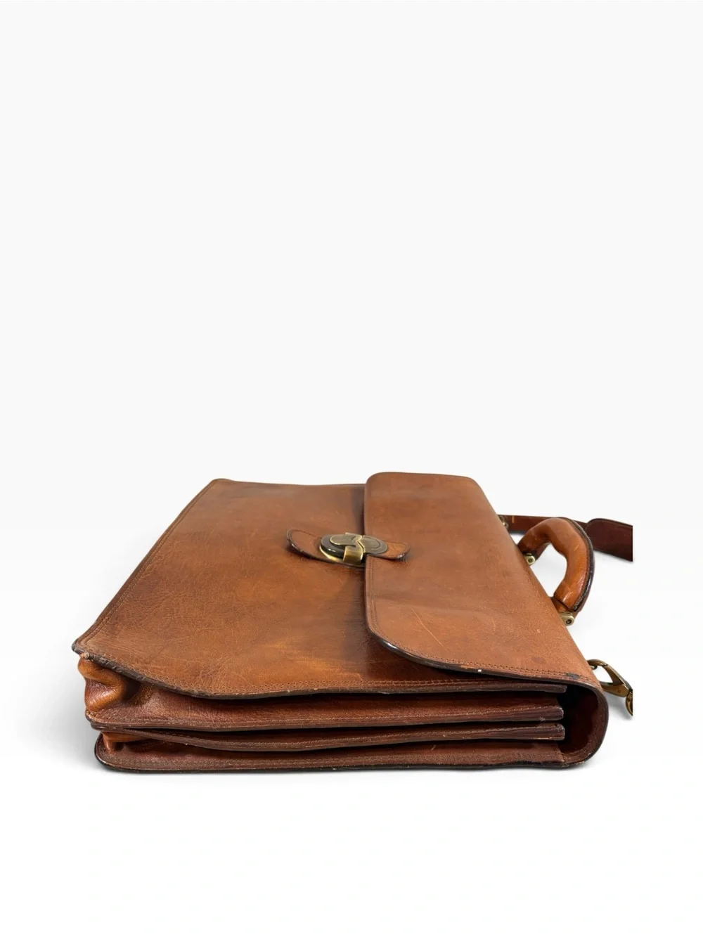 VTG Marino Orlandi Brown Leather Briefcase Messenger Crossbody